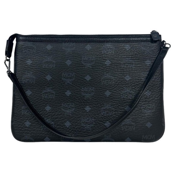 MCM Black Visetos Monogram Pouch Bag - Picture 2 of 9